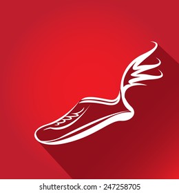 sneakers with wings, sport shoes illustration