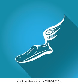 sneakers with wings, sport shoes illustration