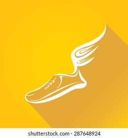 sneakers with wings, sport shoes illustration