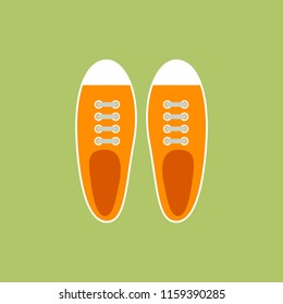 Sneakers for young people in flat style. Top view. Vector illustration