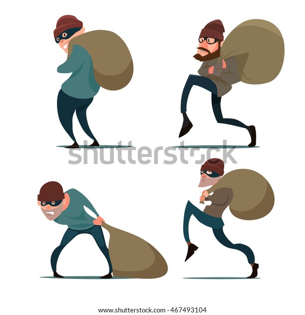Sneaking Thief Action Cartoon Character Flat Stock Vector (Royalty Free