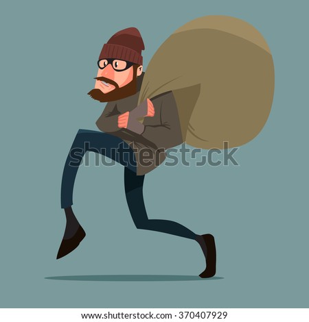 Sneaking Thief Cartoon Character Vector Illustration Stock Vector