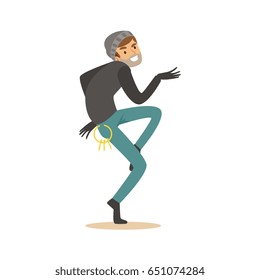 Sneaking thief, robbery colorful character vector Illustration