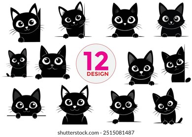 Sneaky Black Cat Illustration Vector