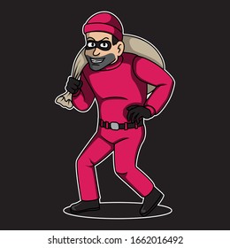 Sneaky Burglar Vector Drawing Suitable For Base Design For Logo Or Any Related Graphic Illustration