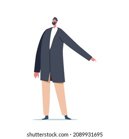 Sneaky Business Character Wear Formal Suit Throw Out The Blame Pointing With Finger On Somebody. Sneak, Show With Finger On Scapegoat Isolated On White Background. Cartoon People Vector Illustration