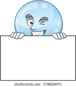 Sneaky collagen droplets cartoon character style hiding behind a board