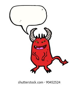 sneaky devil with speech bubble cartoon