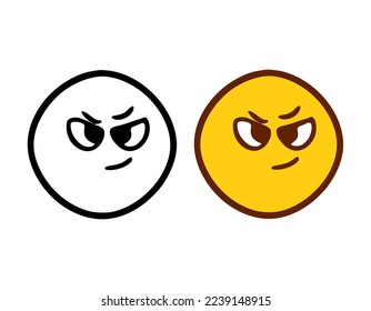 Sneaky emoticon in doodle style on a white background