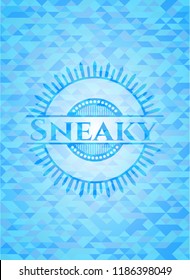 Sneaky light blue emblem with mosaic background