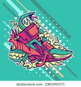 Sneaky shoes Illustration for apparel, merchandise or other
