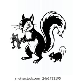 Sneaky Squirrel Arte vectorial de diseño de silueta