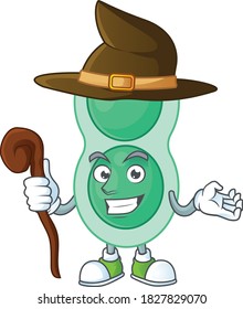 sneaky and tricky Witch green streptococcus pneumoniae cartoon drawing concept. Vector illustration