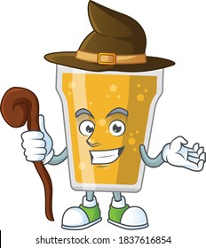 schneebedeckter und kniffliger Witzhack mit Bierkartoon-Zeichnungskonzept. Vektorgrafik