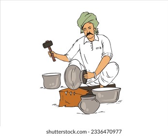 Sneer, Pot maker, thatera Vector. Thathera cartoon image illustration