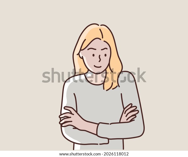 Sneering woman. Hand drawn style vector\
design illustrations.