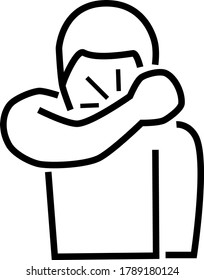 sneez should close using the shoulders of the hand. icon vector illustration