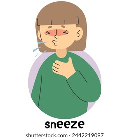 Sneeze 7 cute on a white background, vector illustration.
