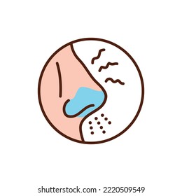 Sneeze color line icon. Nose vector pictogram.