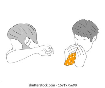 To Sneeze Correctly. Medical Advice. Protection Against Coronavirus. Vector Illustration.