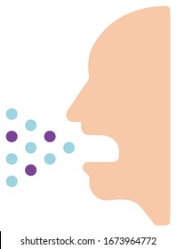 Sneeze, Cough, Droplet Transmission Vector Icon Illustration ( Corona Virus / Covid-19 / Flu Prevention )