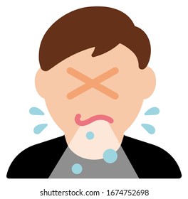 Sneeze, Cough, Droplet Transmission Vector Icon Illustration ( Corona Virus / Covid-19/ Flu Prevention )