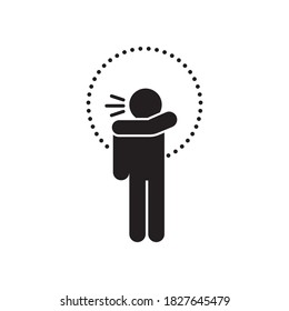 Sneeze or cough into your elbow. Vector illustration