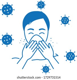 Sneeze Icon.Use Tissue While Sneezing - Icon As EPS 10 File