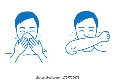 Sneeze icon - Use Tissue and elbow while Sneezing - Icon as EPS 10 File