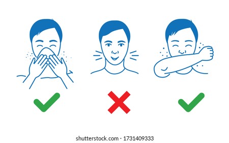 Sneeze icon - Use Tissue and elbow while Sneezing into elbow icon.