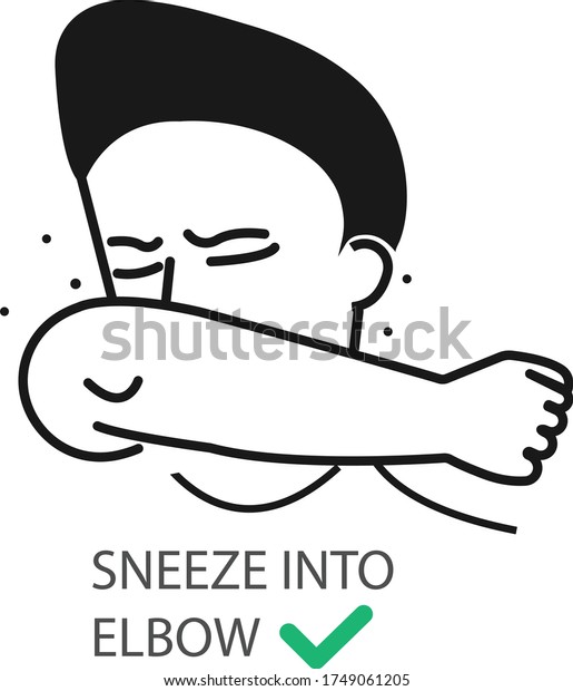 Sneeze Into Elbow Icon Corona Virus Stock Vector (Royalty Free ...