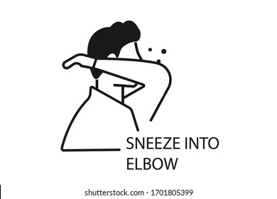 Sneeze Into Elbow Icon Vector Isolate  