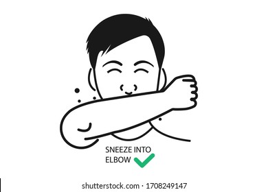 Sneeze Into Elbow Icon Vector Isolate Stock Vector (royalty Free 