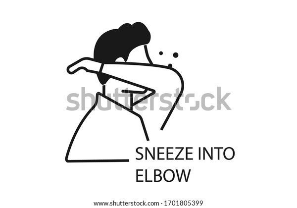 Sneeze Into Elbow Icon Vector Isolate Stock Vector (Royalty Free ...