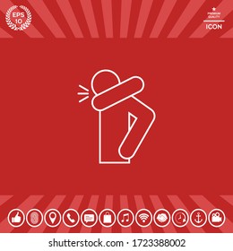 Sneeze into elbow - infographic, icon. Warning prohibition sign in a red circle - element for your design