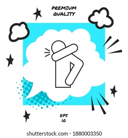 Sneeze into elbow - infographic, icon. Warning prohibition sign in a red circle - element for your design