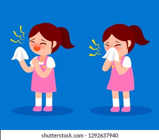 sneeze little girl cartoon illustration 