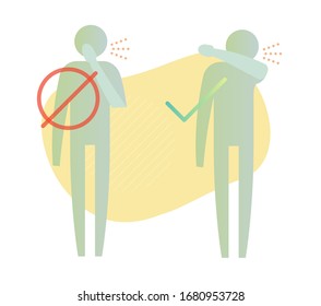 Sneeze - Use Elbow while Sneezing  - Icon as EPS 10 File