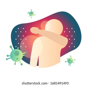 Sneeze - Use Elbow while Sneezing  - Icon as EPS 10 File