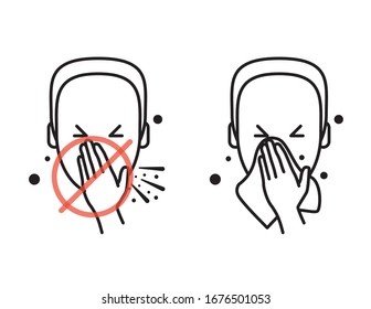 Sneeze - Use Tissue while Sneezing  - Icon as EPS 10 File