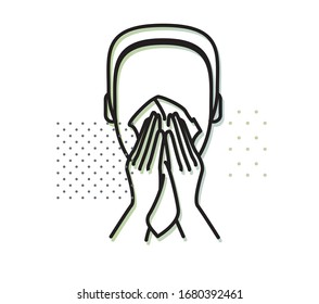 Sneeze - Use Tissue while Sneezing  - Icon as EPS 10 File