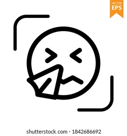 Sneezing emoji icon. Emoticons icon vector. Avatar symbol. Character pictogram, flat vector sign. For graphic and web design. Eps10 vector illustration.