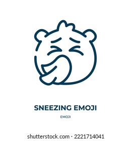 Sneezing emoji icon. Linear vector illustration from emoji collection. Outline sneezing emoji icon vector. Thin line symbol for use on web and mobile apps, logo, print media.