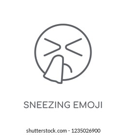 Sneezing emoji linear icon. Modern outline Sneezing emoji logo concept on white background from Emoji collection. Suitable for use on web apps, mobile apps and print media.