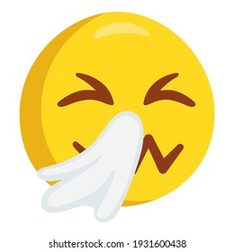 Sneezing Face Emoji Icon Illustration. Gesundheit Symbol Emoticon Design Doodle Vector.