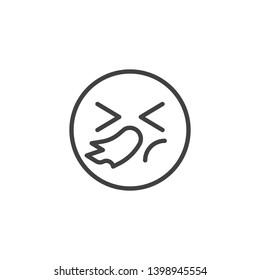 Sneezing face emoji line icon. linear style sign for mobile concept and web design. Illness emoticon outline vector icon. Symbol, logo illustration. Vector graphics