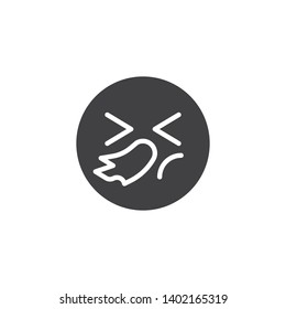 Sneezing face emoji vector icon. filled flat sign for mobile concept and web design. Illness emoticon glyph icon. Symbol, logo illustration. Vector graphics