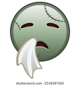 Rosto espirrando Grande tamanho de zumbi halloween emoji