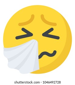 Sneezing face with a tissue blowing to one side, and closed eyes