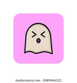 Sneezing ghost line icon. Suffering, tired, weary. Halloween concept. Vector illustration can be used for topics like negative emotion, boo, frightening